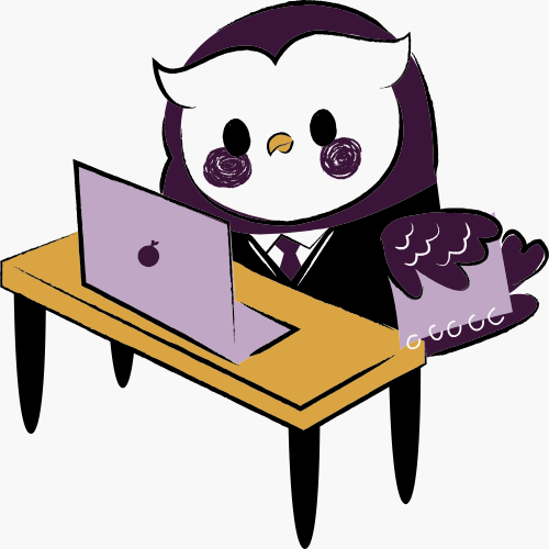 Children's character decoration: Bird with book.