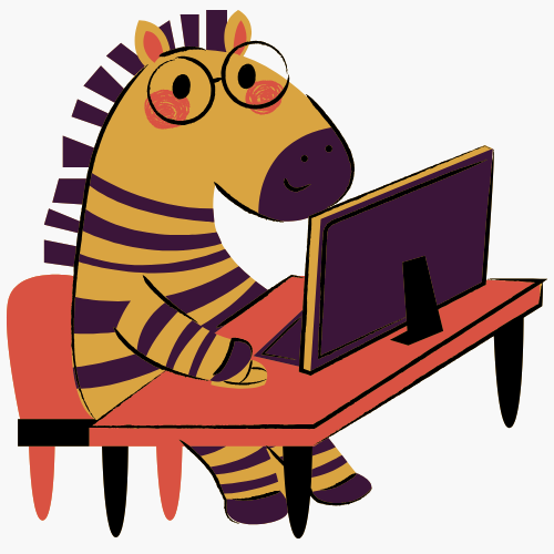 Children's character decoration: Hippo holding stack of books.